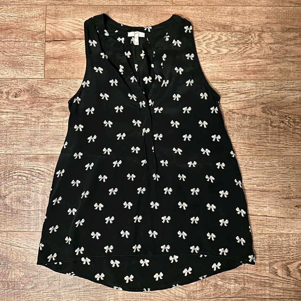 Joie 100% Silk Sleeveless Bow Print Blouse Size XS